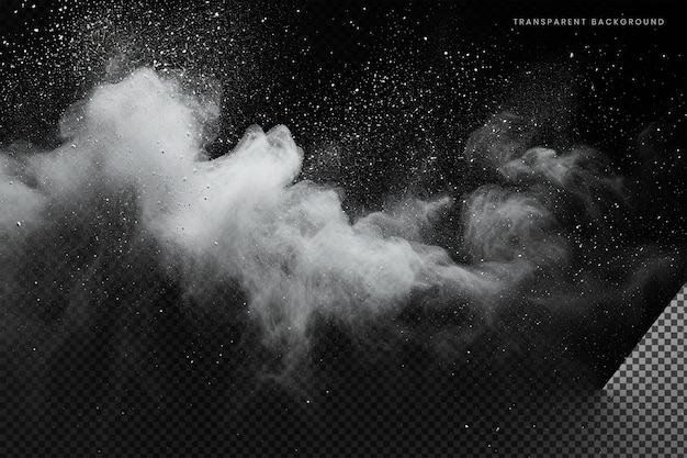 Dust sand cloud with stones and flying dusty particles on transparent background