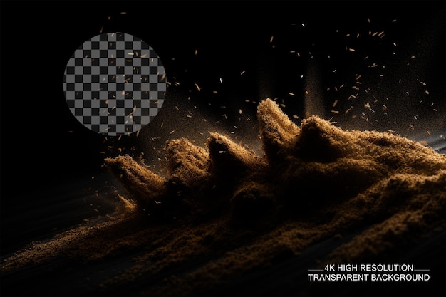 PSD dust sand clouds set with stones and flying dusty particles on transparent background