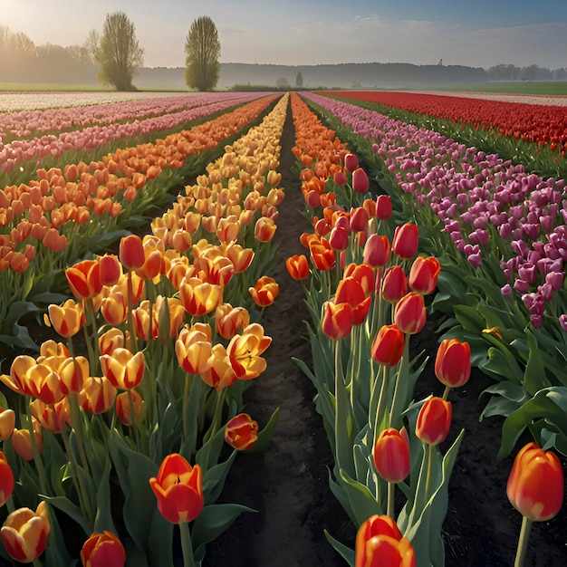 PSD dutch rural tulip fields countryside landscape