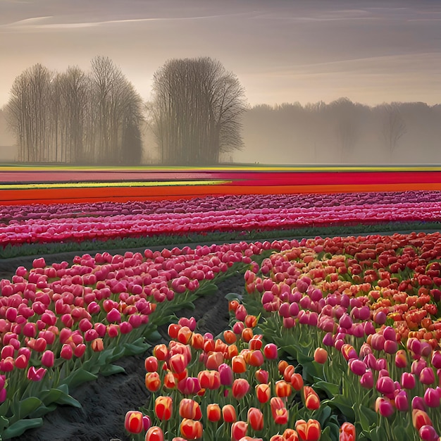 PSD dutch rural tulip fields countryside landscape