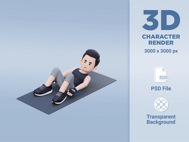 Dynamic 3D Sporty Male Character Mastering the Hell Touch Workout at Home Gym