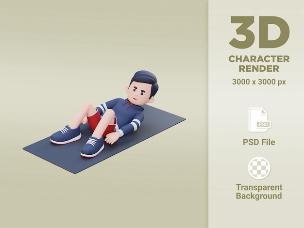 Dynamic 3D Sporty Male Character Mastering the Hell Touch Workout at Home Gym