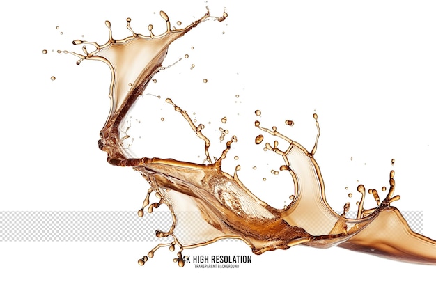 Dynamic Coffee Splash on transparent background