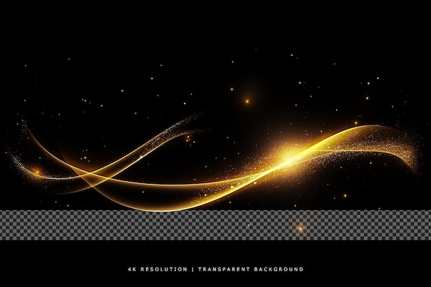 PSD dynamic golden shape with glitter particles in transparent background