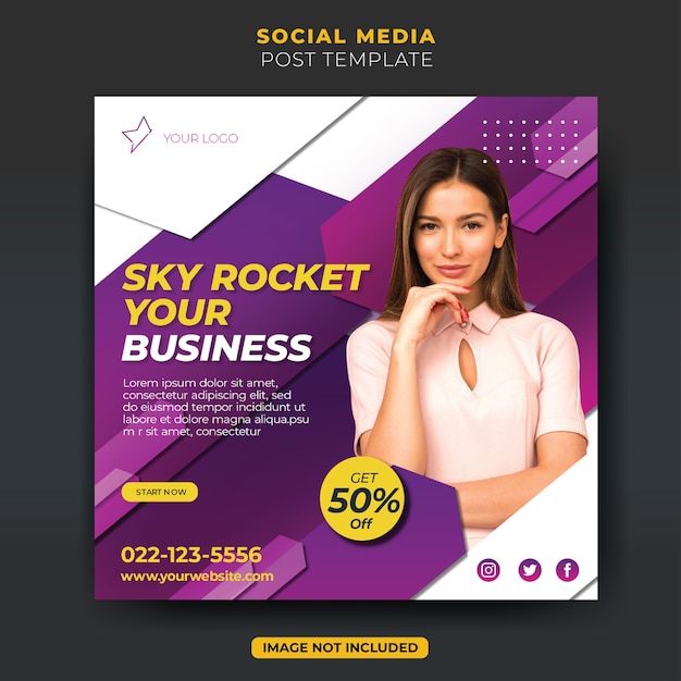 Dynamic purple business agency instagram social media post feed template