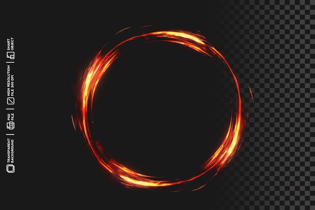 PSD dynamic red flare circlel on transparent isolated background