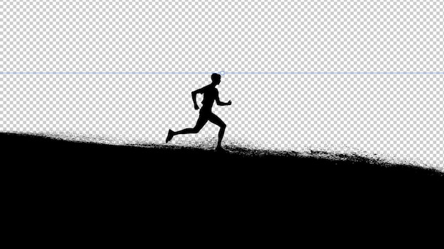 PSD dynamic runner silhouette graceful motion in black and white