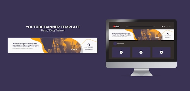 Dynamic shapes dog trainer youtube banner template