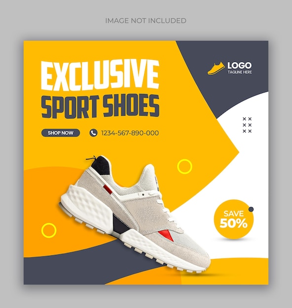 Dynamic sports shoes winter sale social media banner or Instagram post template