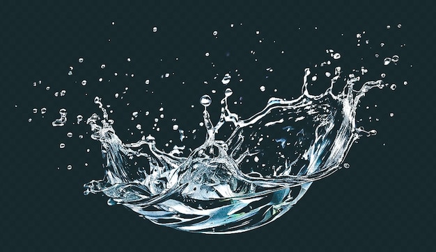 PSD dynamic water splash with stunning highdetail of water droplets against a transparent background