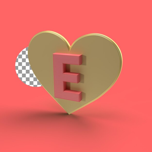 E 3d rendering on golden love lettering design for valentines day concept Highquality design