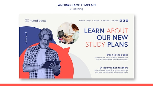 E-learning study plans landing page