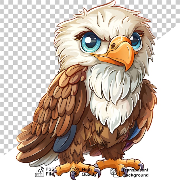 Eagle Bird Flying with Majestic Wingspan on transparent background cartoon illustration style