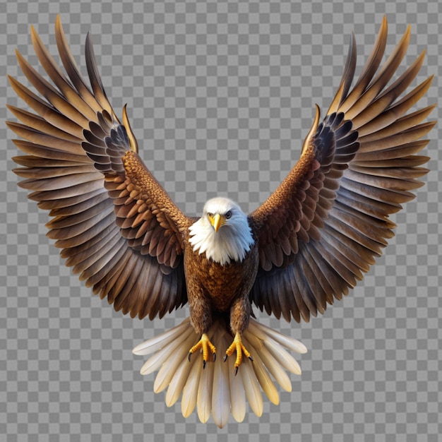 eagle rendering with open wings on white backgr on transparent background