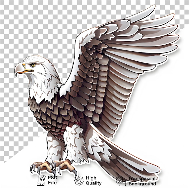 PSD eagle sticker illustration isolated on transparent background