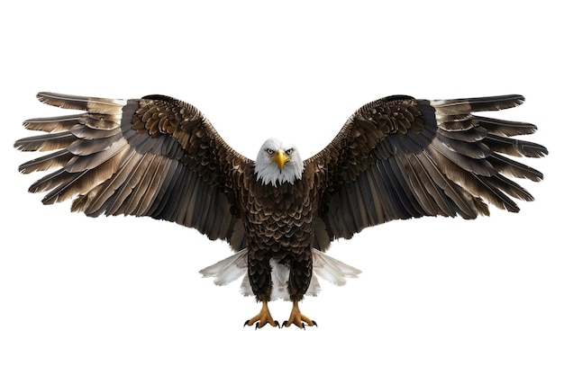 PSD eagle with wings spread isolated on white background studio wildlife aig57