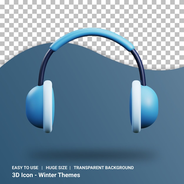 Earmuff winter 3d illustration with transparent background