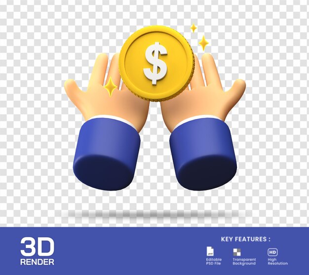 Earn dollar money 3d illustration