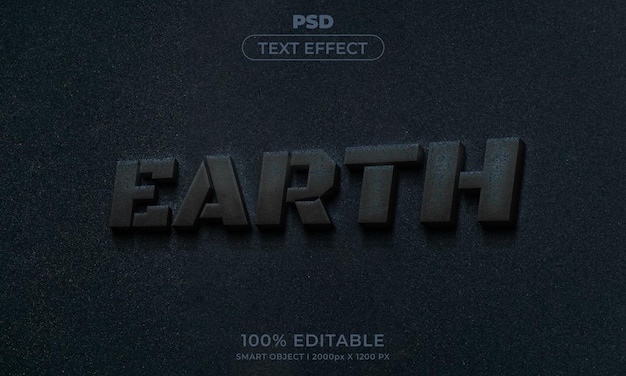 Earth 3d editable text effect style with background