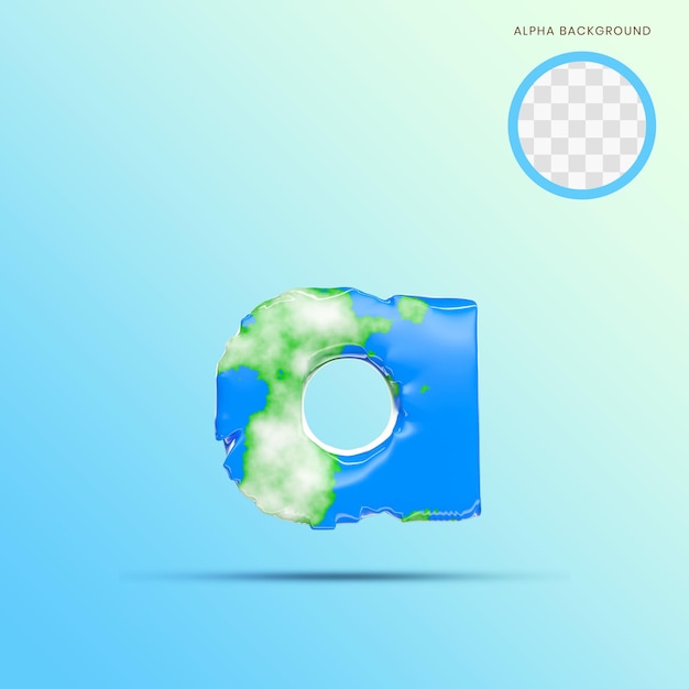 Earth Alphabet Lowercase a 3D