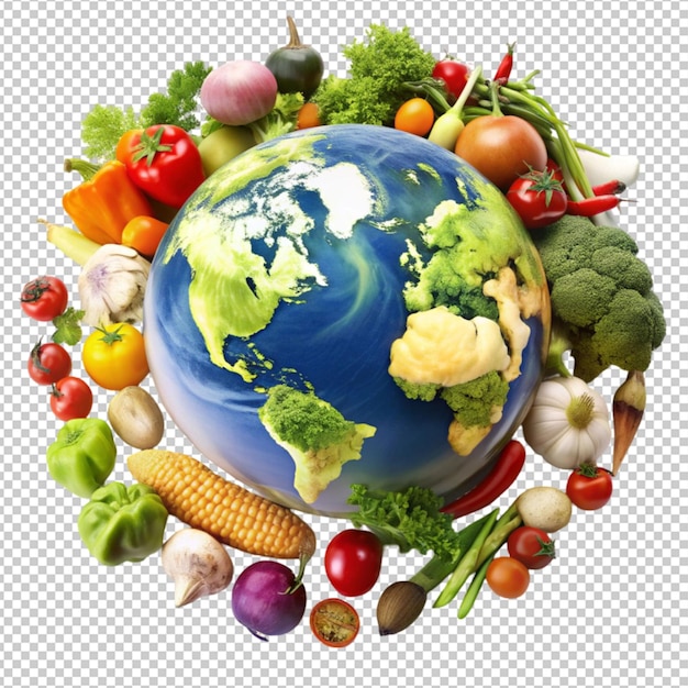 earth around with food and vegetable