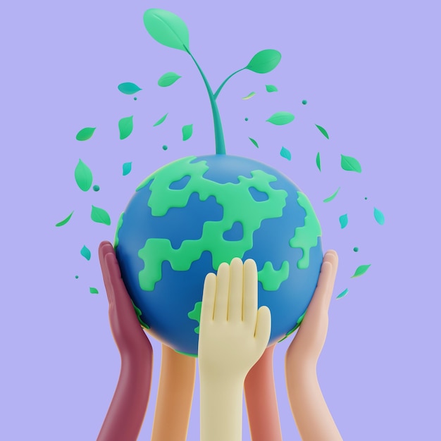 Earth Day 3D Icon Illustration