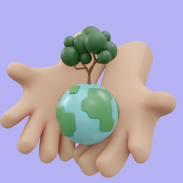 Earth Day 3D Icon Illustration