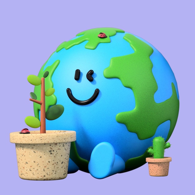 PSD earth day 3d icon illustration