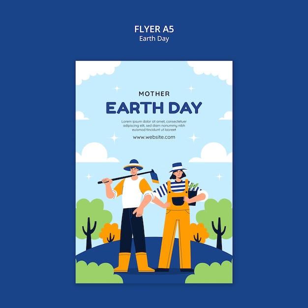 Earth day celebration poster template