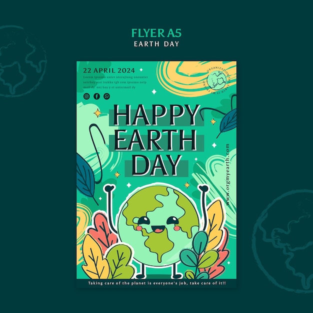 Earth day celebration poster template