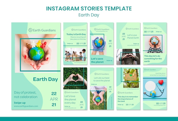 PSD earth day concept instagram stories template