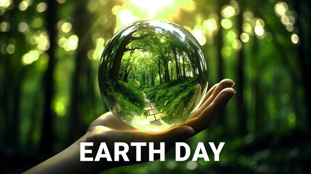 earth day or environmental protection hands to protect the growing forest and earth