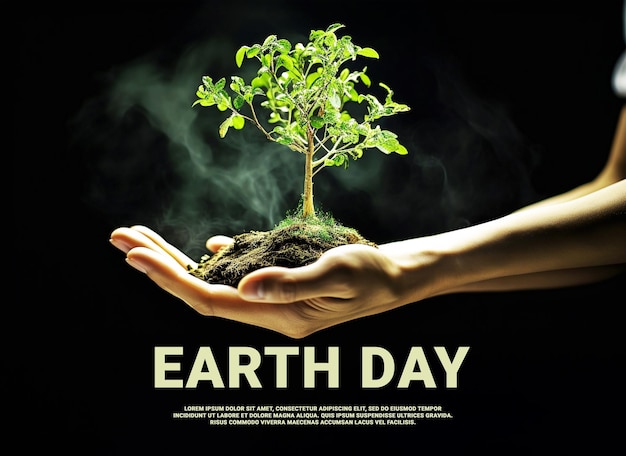 earth day or environmental protection hands to protect the growing forest and earth