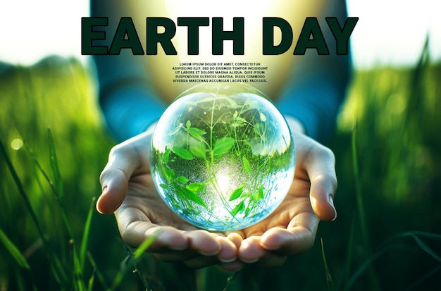 earth day or environmental protection hands to protect the growing forest and earth