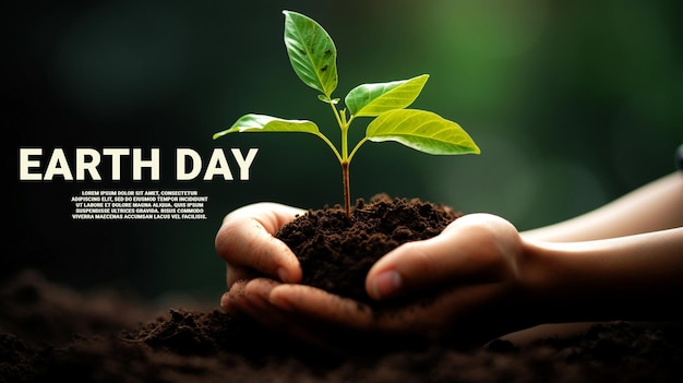 earth day or environmental protection hands to protect the growing forest and earth