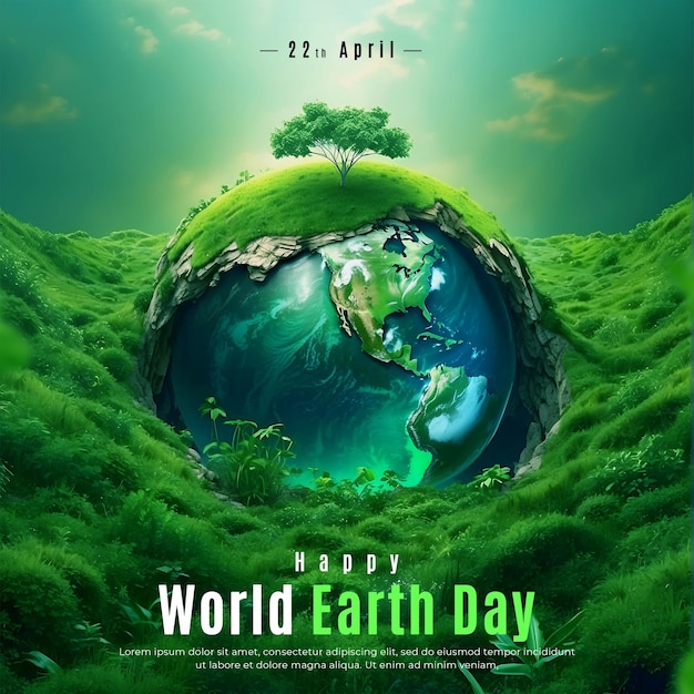 earth day social media post design square flyer poster template for environment mother earth day