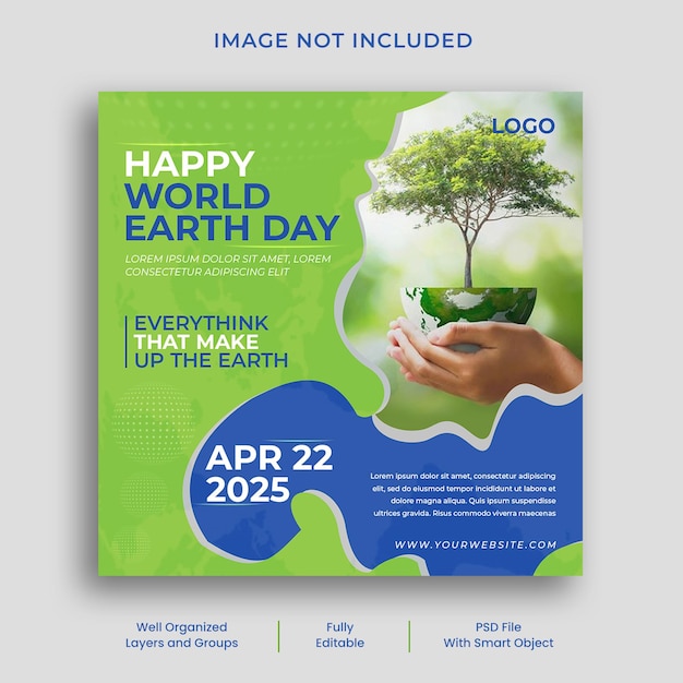 Earth Day social media post template banner design for Instagram post and facebook post