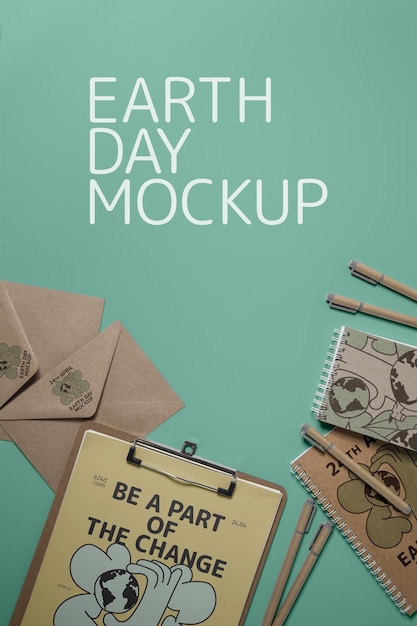 PSD earth day stationary mockup