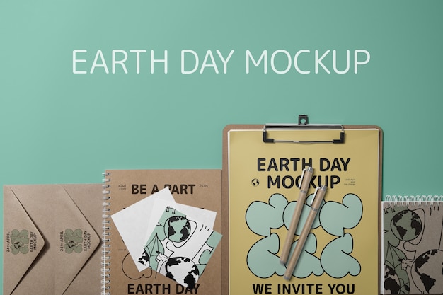 PSD earth day stationary mockup