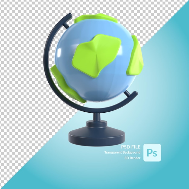 earth globe 3d illustration rendering