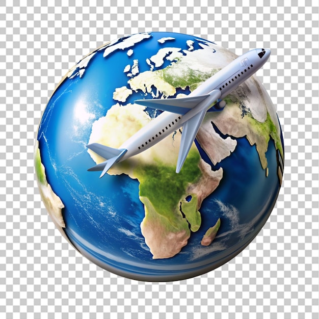 PSD earth globe and airplane