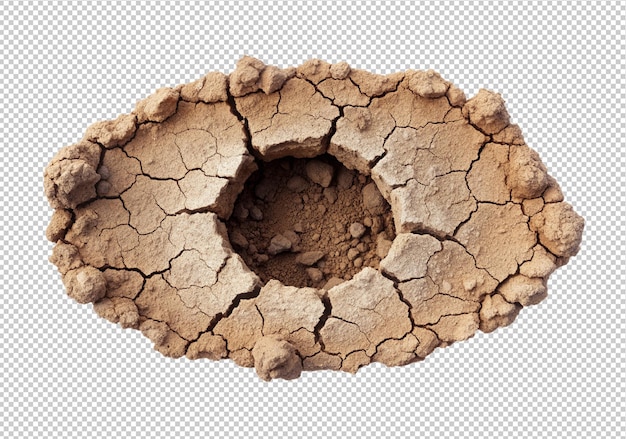 PSD earth hole with cracks isolated on transparent background