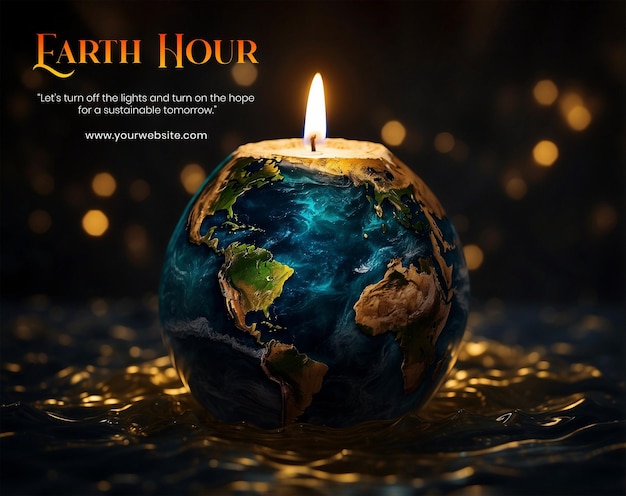 Earth Hour concept candlelit dramatic Earth to represent the spirit of Earth Hour