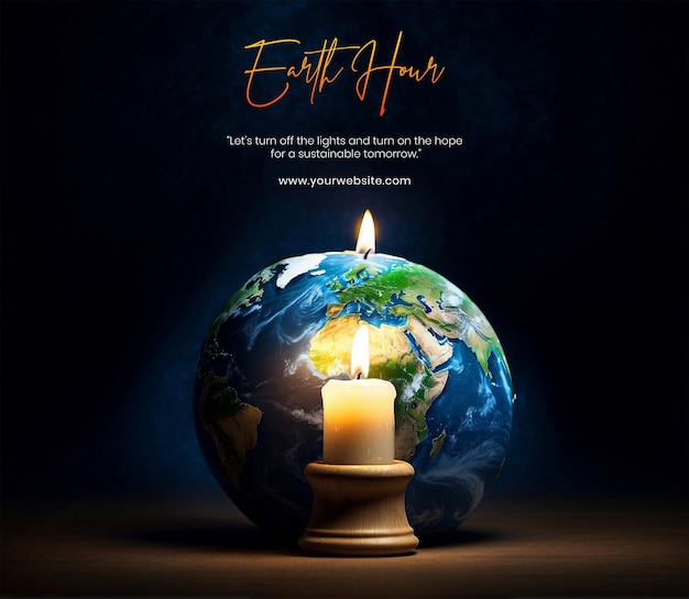 Earth Hour concept candlelit Earth to represent the spirit of Earth Hour