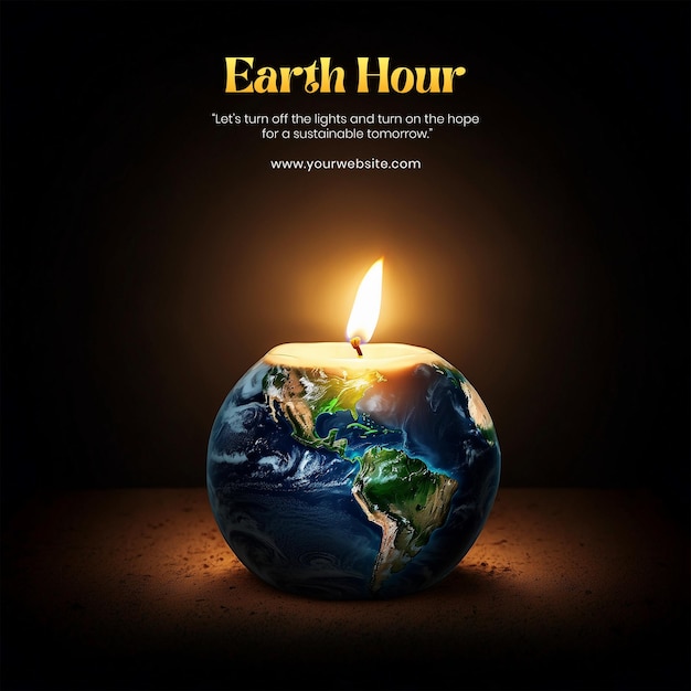 Earth Hour concept candlelit Earth to represent the spirit of Earth Hour