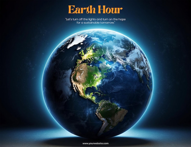 Earth Hour concept representation of a digital Earth globe participating in Earth Hour