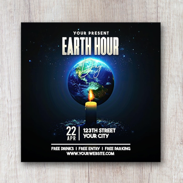 Earth hour day flyer social media post