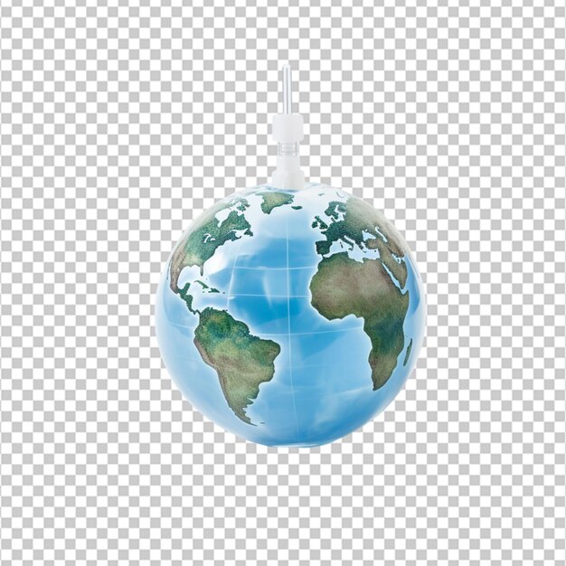 Earth shaped like a syringe promoting the importance of vaccinations on white background