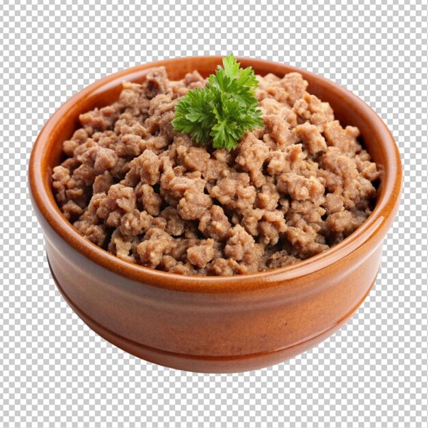 earthenware dish with minced meat transparent background