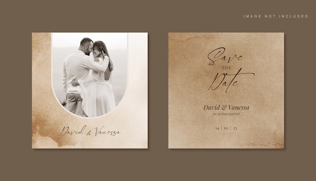 Earthy photo wedding invitation card template design